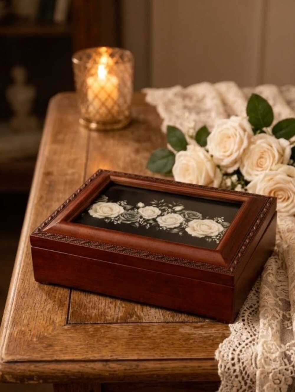 Cottage Garden Music Decorative Jewelry Box You Light Up My Life Tune NWT Wood